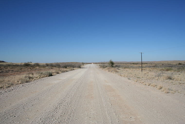 Gravel roads in Namibië prima begaanbaar