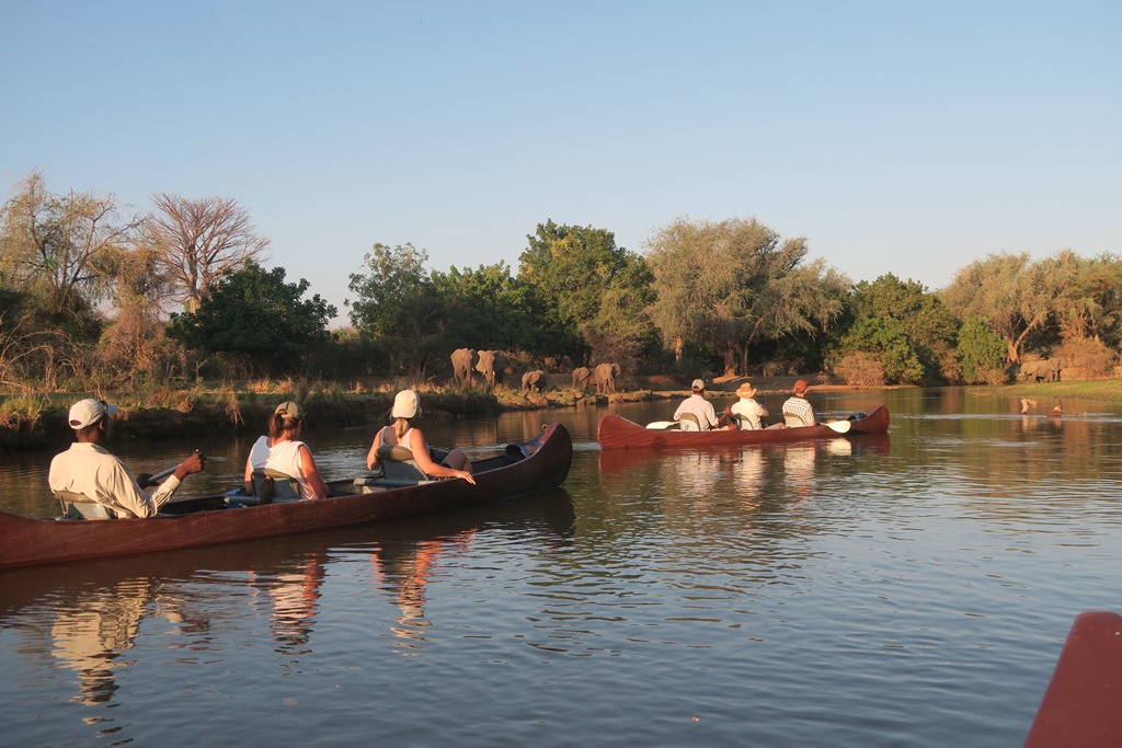 Kano safari op Zambezi rivier Zambia