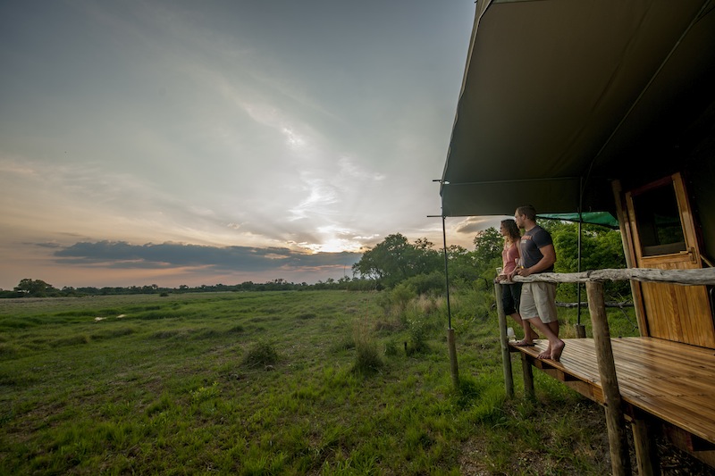 Uitzicht vanuit Sango Safari Camp in Khwai Community Area Botswana