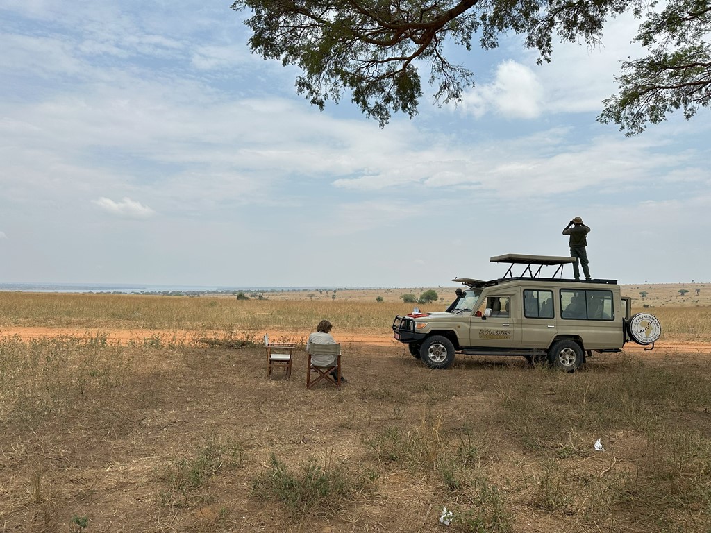 Koffiestop tijdens safari in Queen Elizabeth National Park Uganda